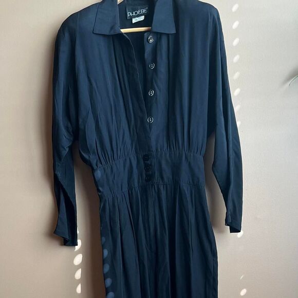 Vintage 80's/90's Black Made In USA Women's Black Long Sleeve Jumpsuit - Picture 3 of 9